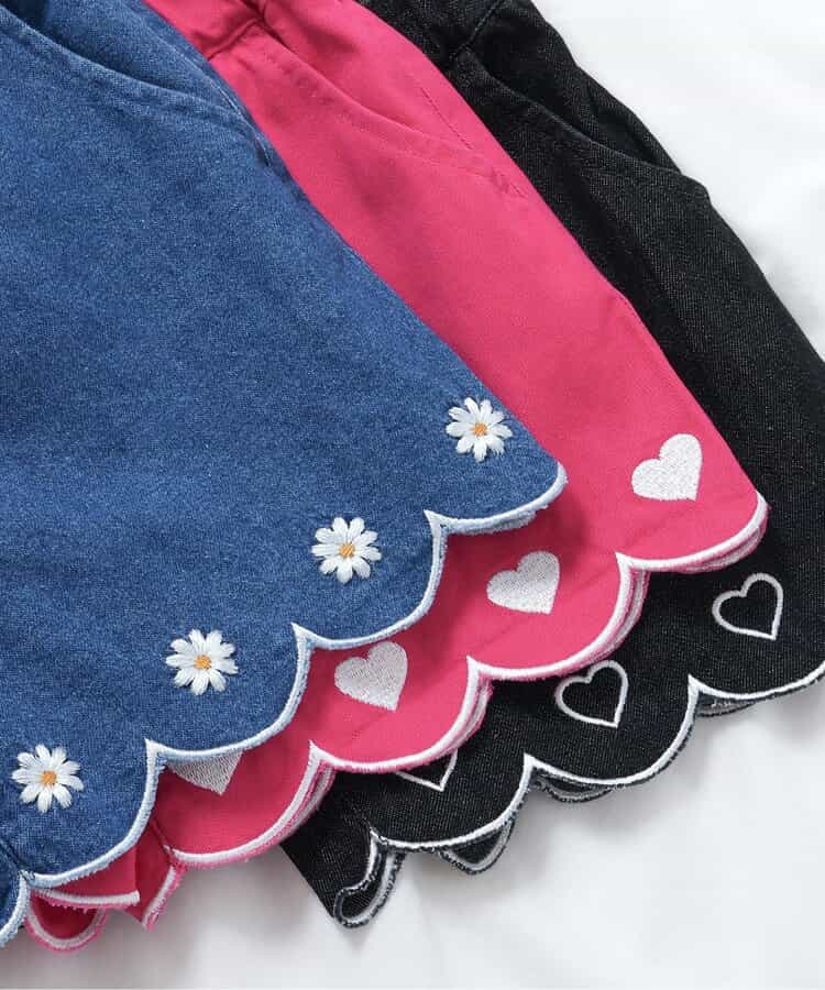 日本童裝 apres les cours 扇貝形下擺刺繡短褲 80-140cm 女童款 秋季 PANTS