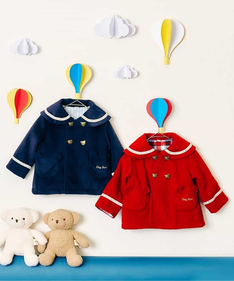日本童裝 apres les cours x tiny bear 小熊水手外套 80-120cm 男童款/女童款 秋季 (適合初秋、香港平均溫度、寒冷天氣、溫度低天氣)OUTERWEAR 聖誕紅/新年紅