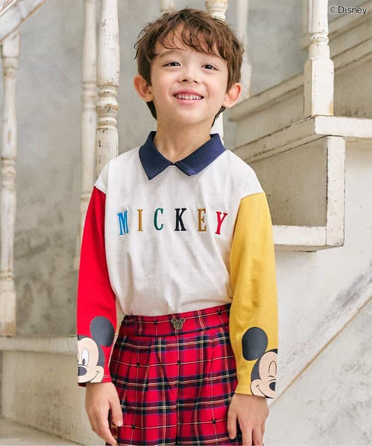 日本童裝 apres les cours x Disney polo上衣 80-130cm 男童款/女童款 秋季 TOPS 聖誕紅/新年紅