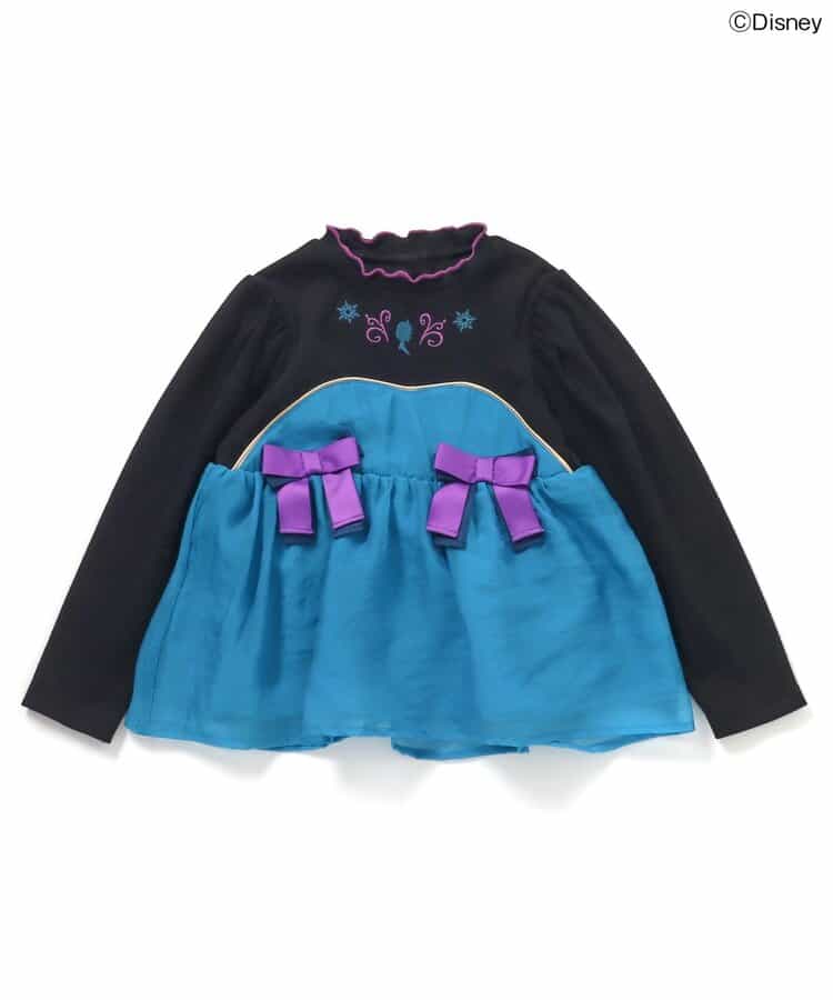 日本童裝 apres les cours x Disney 公主拼接蝴蝶結上衣 80-130cm 女童款 秋季 TOPS