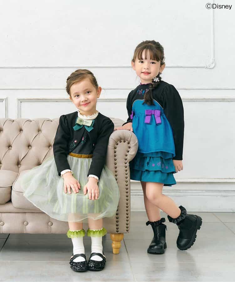 日本童裝 apres les cours x Disney 公主拼接蝴蝶結上衣 80-130cm 女童款 秋季 TOPS