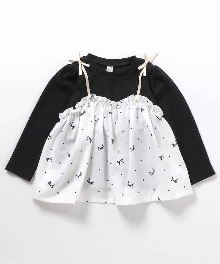 日本童裝 apres les cours 假兩件上衣 80-140cm 女童款 秋季 TOPS