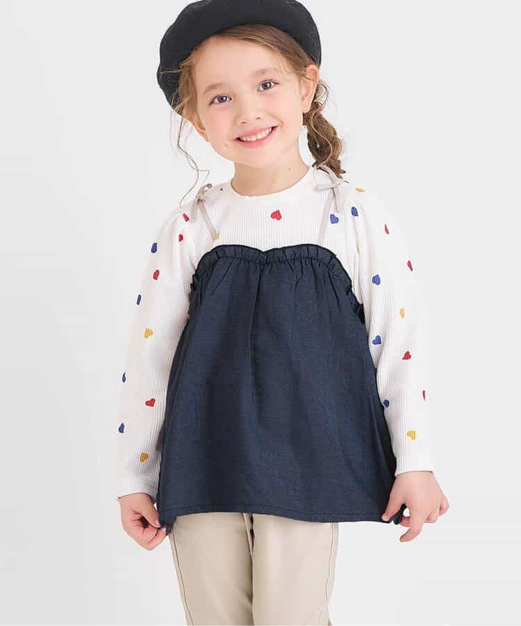 日本童裝 apres les cours 假兩件上衣 80-140cm 女童款 秋季 TOPS