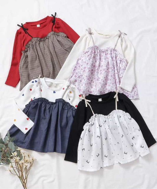 日本童裝 apres les cours 假兩件上衣 80-140cm 女童款 秋季 TOPS