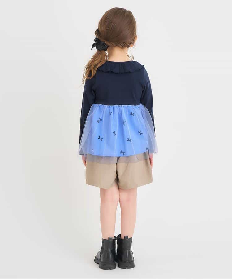 日本童裝 apres les cours 網紗拼接上衣 80-140cm 女童款 秋季 TOPS 聖誕紅/新年紅