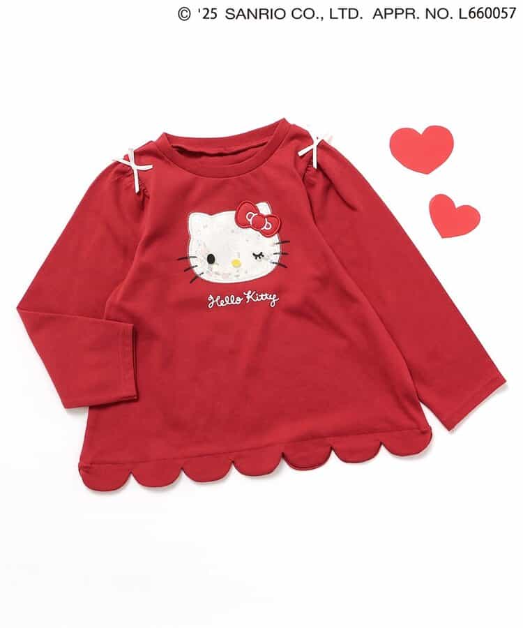 日本童裝 apres les cours x Sanrio 波浪邊長袖上衣 80-140cm 女童款 秋季 TOPS 聖誕紅/新年紅