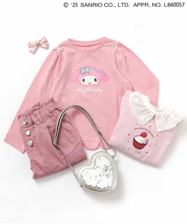 日本童裝 apres les cours x Sanrio 波浪邊長袖上衣 80-140cm 女童款 秋季 TOPS 聖誕紅/新年紅