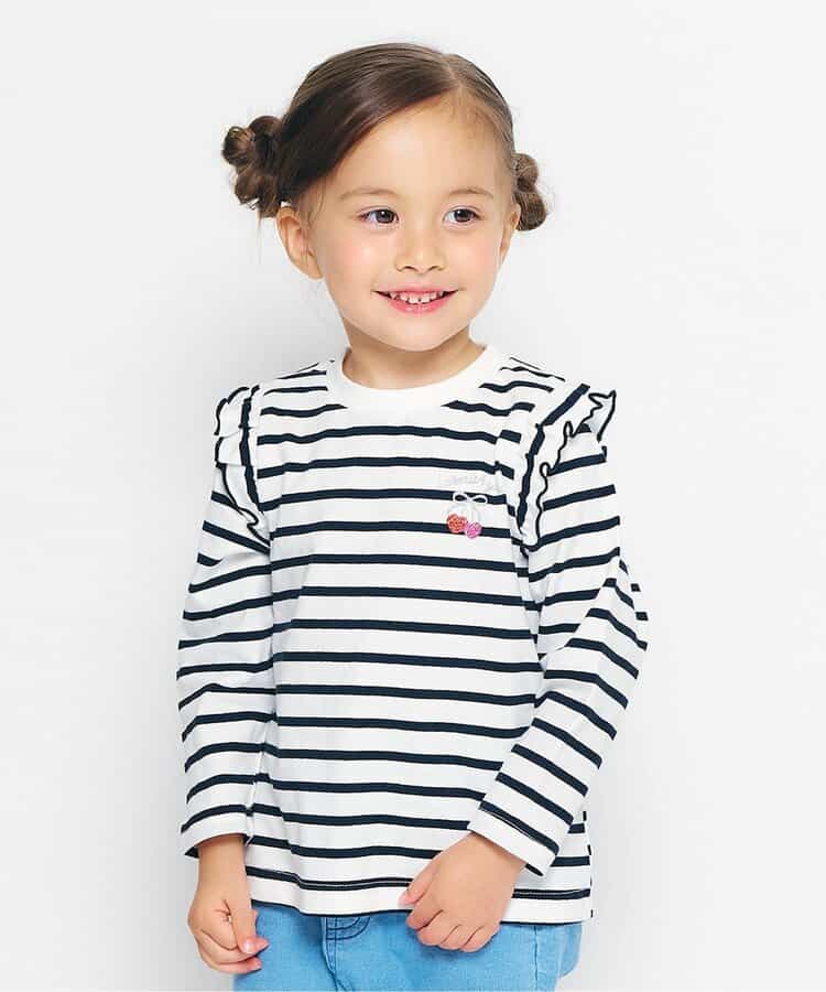 日本童裝 apres les cours 肩部荷葉邊長袖上衣 80-140cm 女童款 秋季 TOPS 聖誕紅/新年紅