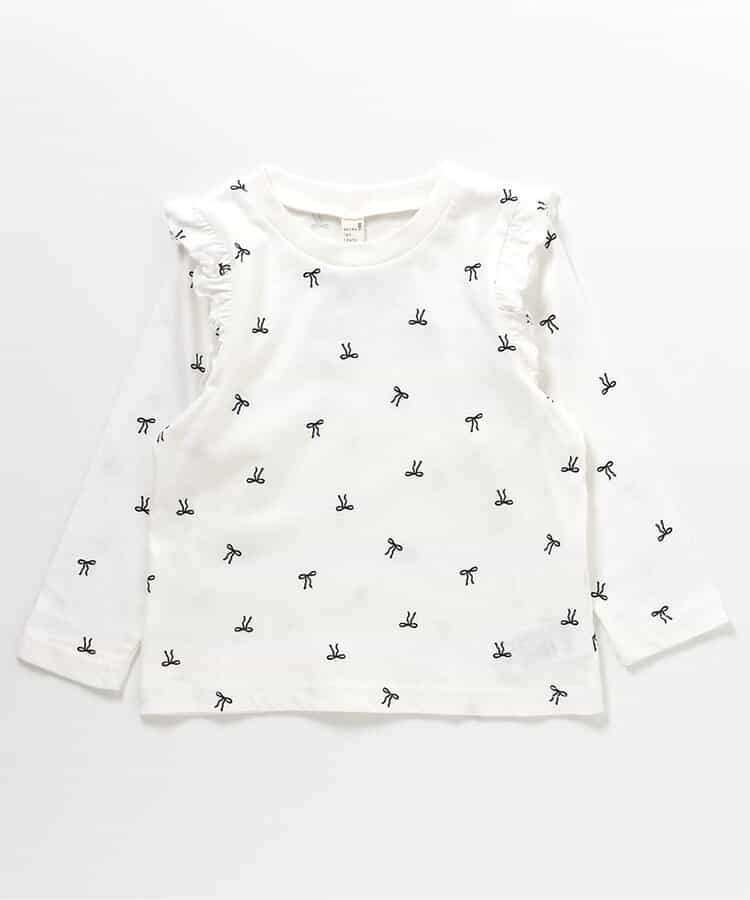 日本童裝 apres les cours 肩部荷葉邊長袖上衣 80-140cm 女童款 秋季 TOPS 聖誕紅/新年紅