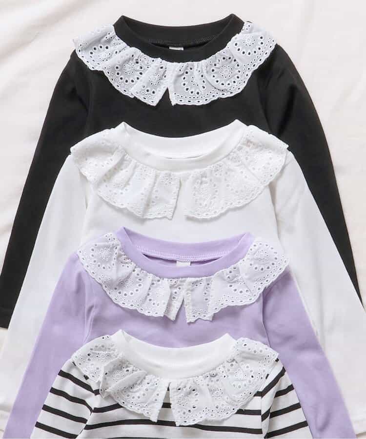 日本童裝 apres les cours 蕾絲領長袖上衣 80-140cm 女童款 秋季 TOPS
