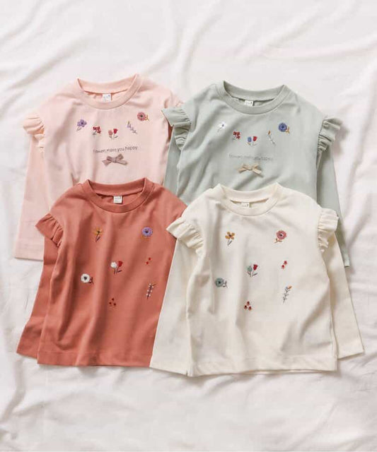 日本童裝 apres les cours 肩部荷葉邊長袖上衣 80-140cm 女童款 秋季 TOPS