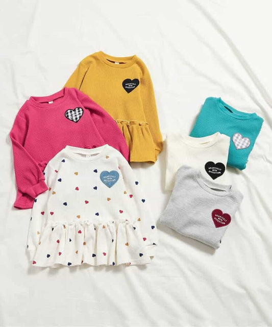 日本童裝 apres les cours 華夫格荷葉邊上衣 90cm 女童款 秋季 TOPS 現貨區