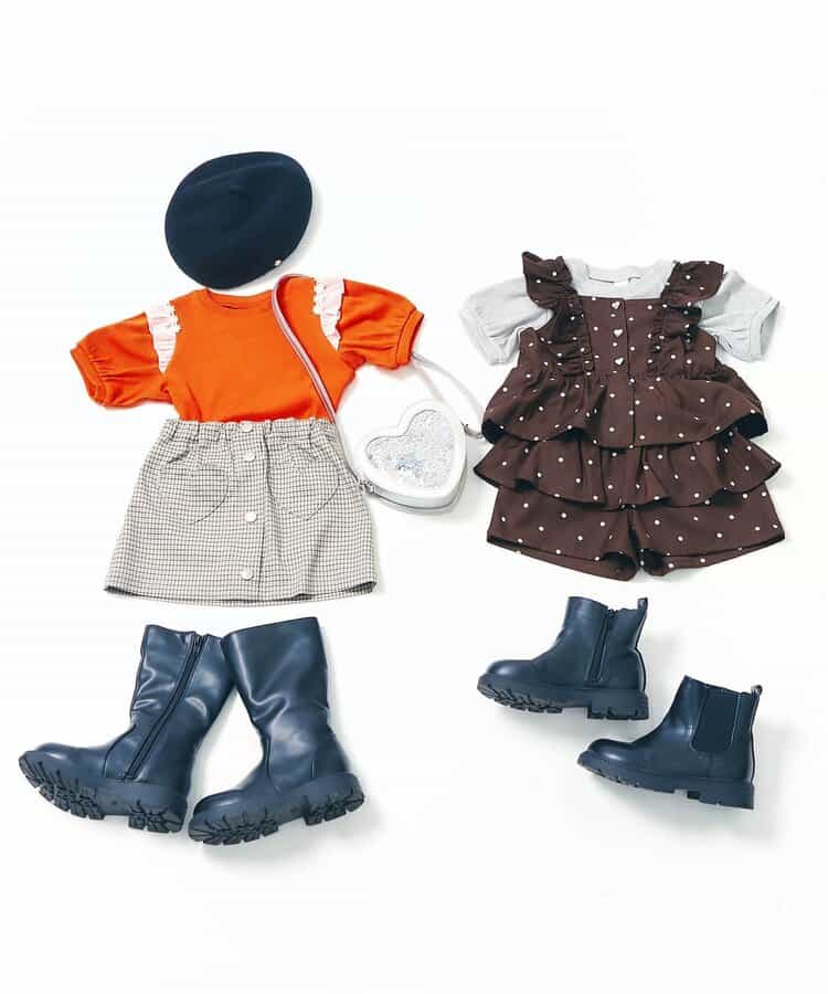 日本童裝 apres les cours 肩部荷葉邊花卉圖案上衣 80-140cm 女童款 秋季 TOPS