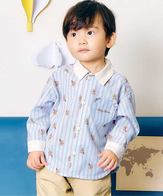 日本童裝 apres les cours x tiny bear 襯衫 80-120cm 男童款 初生嬰兒 秋季 TOPS