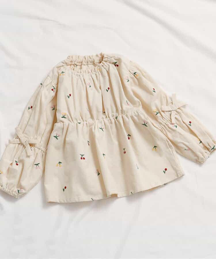 日本童裝 apres les cours 蝴蝶結刺繡上衣 80-140cm 女童款 秋季 TOPS