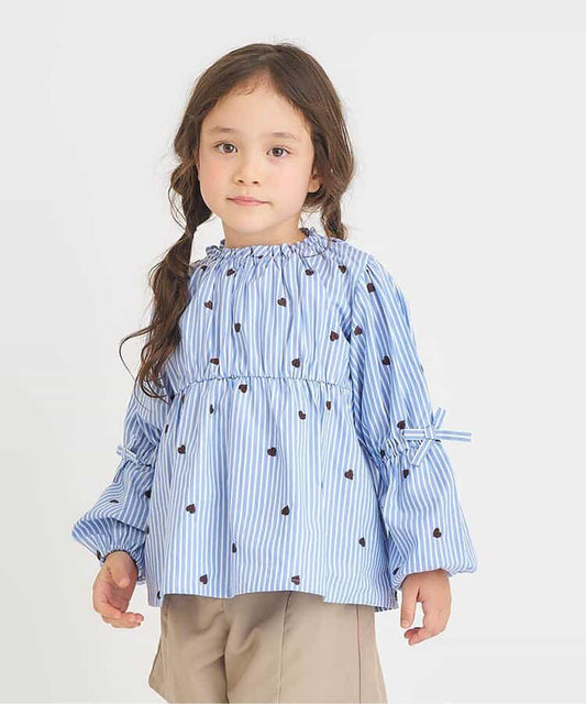 日本童裝 apres les cours 蝴蝶結刺繡上衣 80-140cm 女童款 秋季 TOPS