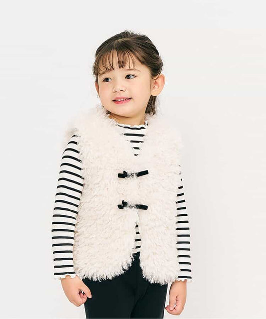 日本童裝 apres les cours 毛毛背心外套 90-140cm 女童款 秋季 OUTERWEAR