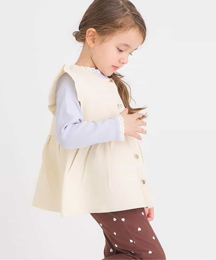 日本童裝 apres les cours 荷葉邊針織背心 90-140cm 女童款 秋季 TOPS