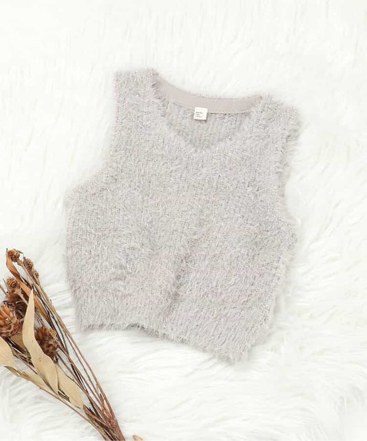 日本童裝 apres les cours 毛毛背心 90-140cm 女童款 秋季 TOPS