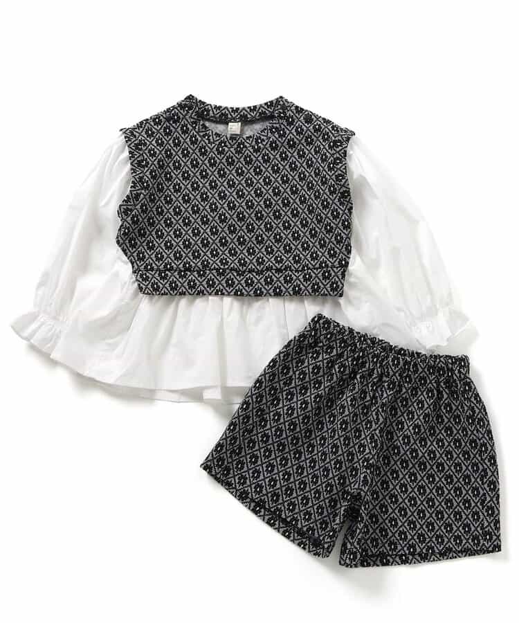 日本童裝 apres les cours 假兩件上衣及短裙兩件套裝 80-140cm 女童款 秋季 TOPS PANTS