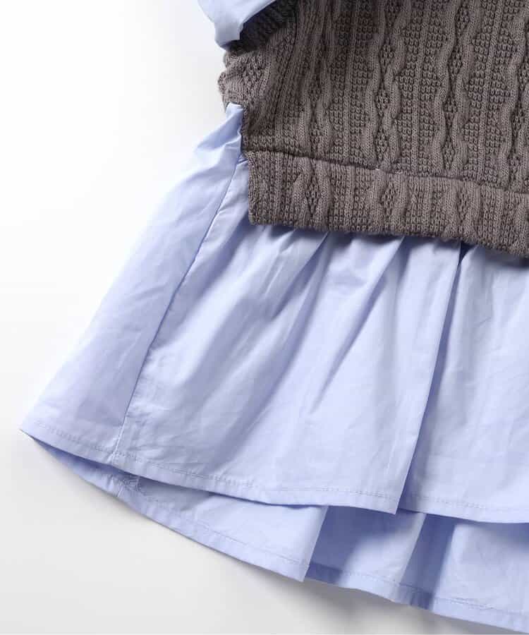 日本童裝 apres les cours 假兩件上衣及短裙兩件套裝 80-140cm 女童款 秋季 TOPS PANTS