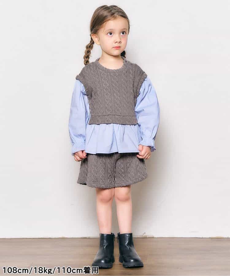 日本童裝 apres les cours 假兩件上衣及短裙兩件套裝 80-140cm 女童款 秋季 TOPS PANTS