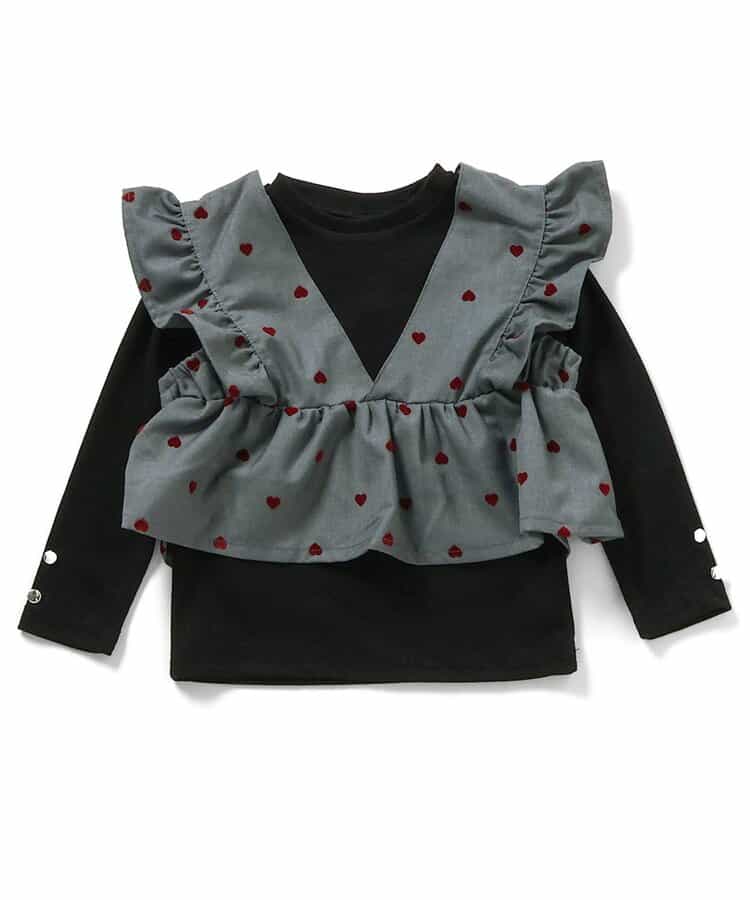 日本童裝 apres les cours 荷葉邊上衣兩件套裝 80-140cm 女童款 秋季 TOPS