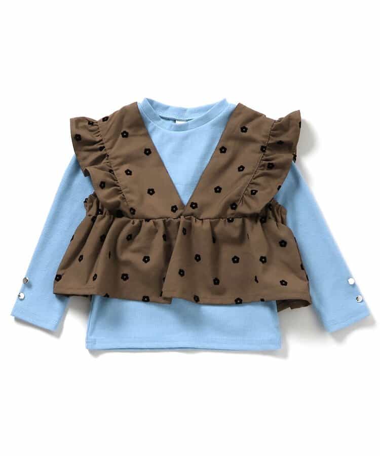 日本童裝 apres les cours 荷葉邊上衣兩件套裝 80-140cm 女童款 秋季 TOPS
