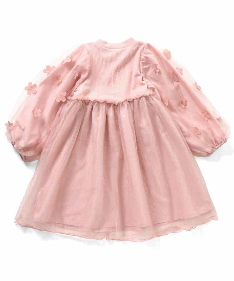 日本童裝 apres les cours 花花圖案薄紗連身裙 80-130cm 女童款 秋季 DRESSES 聖誕紅/新年紅