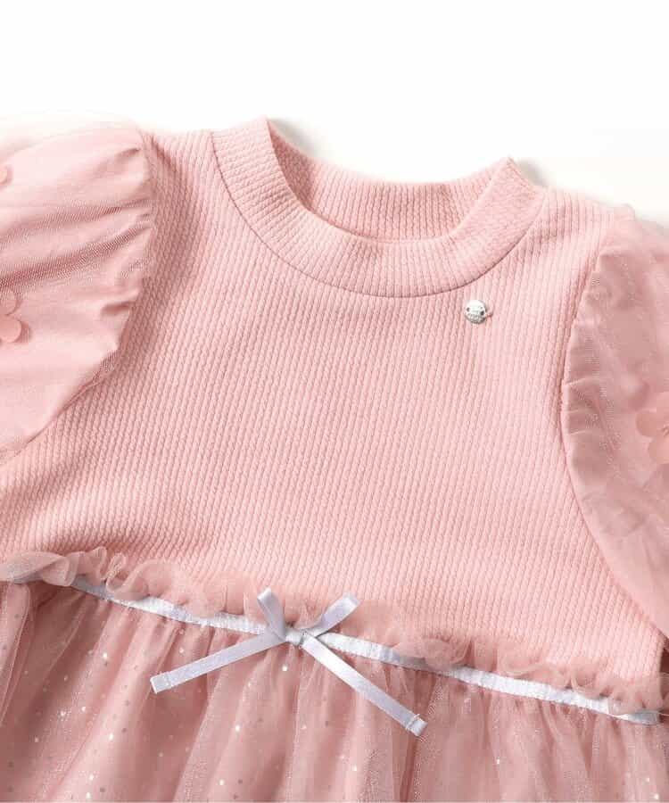 日本童裝 apres les cours 花花圖案薄紗連身裙 80-130cm 女童款 秋季 DRESSES 聖誕紅/新年紅