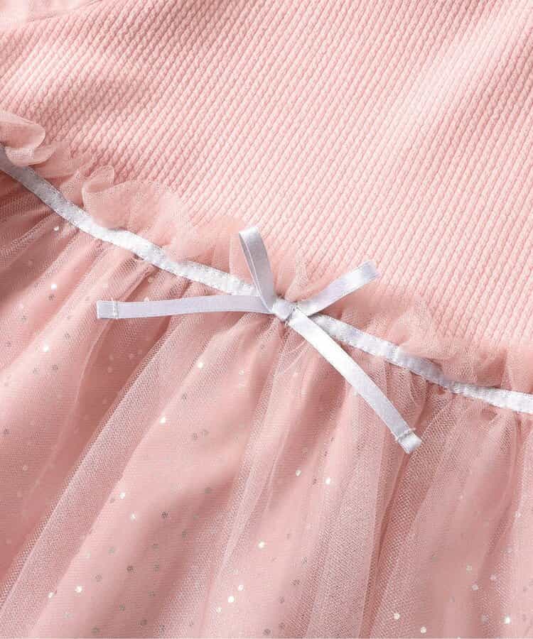 日本童裝 apres les cours 花花圖案薄紗連身裙 80-130cm 女童款 秋季 DRESSES 聖誕紅/新年紅