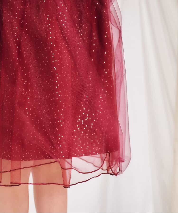 日本童裝 apres les cours 花花圖案薄紗連身裙 80-130cm 女童款 秋季 DRESSES 聖誕紅/新年紅