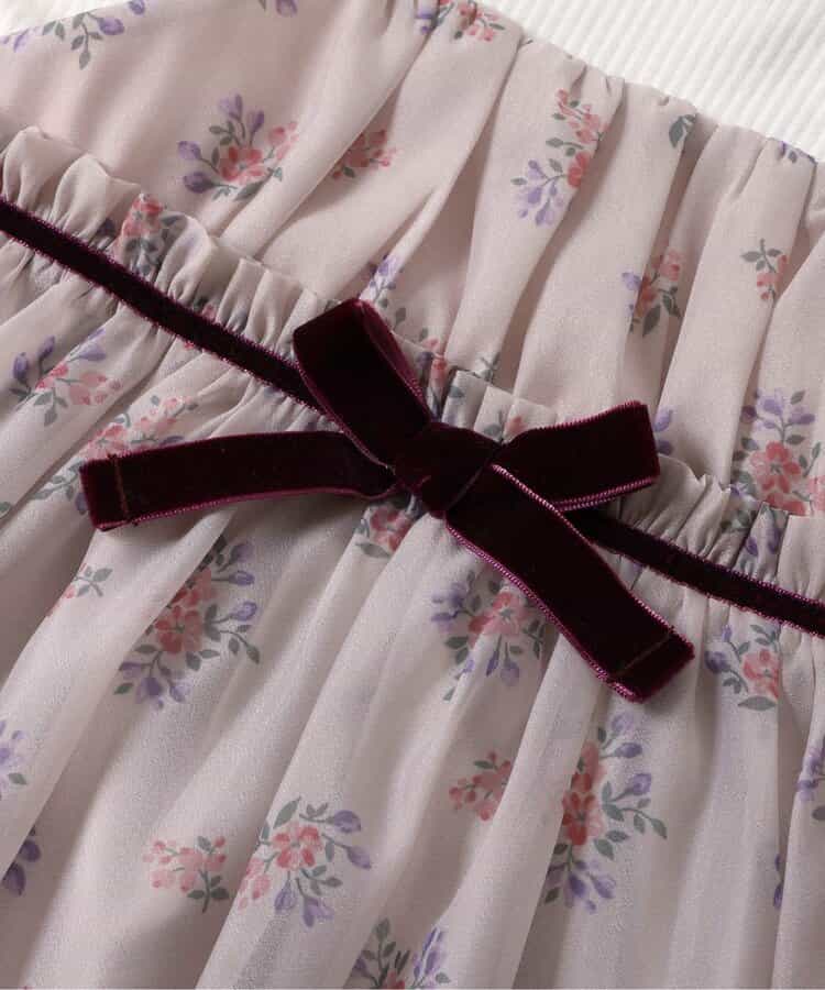 日本童裝 apres les cours 復古花花印花連身裙 80-140cm 女童款 秋季 DRESSES 聖誕紅/新年紅