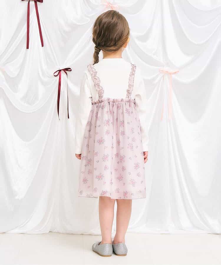 日本童裝 apres les cours 復古花花印花連身裙 80-140cm 女童款 秋季 DRESSES 聖誕紅/新年紅