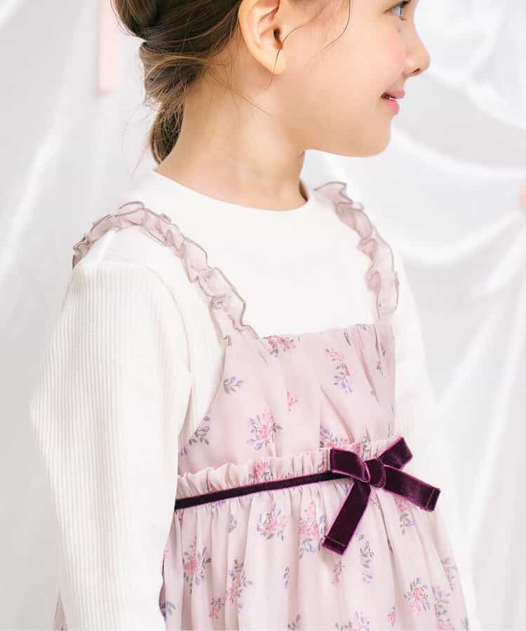 日本童裝 apres les cours 復古花花印花連身裙 80-140cm 女童款 秋季 DRESSES 聖誕紅/新年紅
