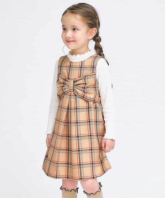 日本童裝 apres les cours 格仔背心連身裙 80-140cm 女童款 秋季 DRESSES