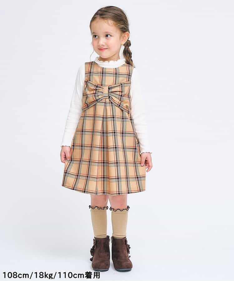 日本童裝 apres les cours 格仔背心連身裙 80-140cm 女童款 秋季 DRESSES