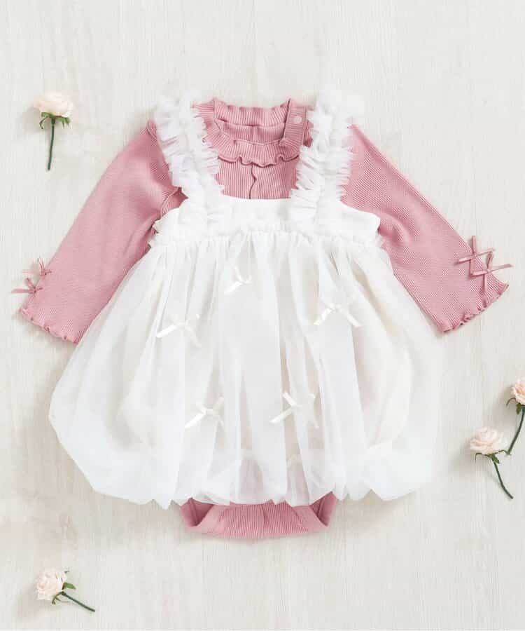 日本童裝 apres les cours 吊帶泡泡紗裙 70-80cm 女童款 初生嬰兒 秋季 DRESSES