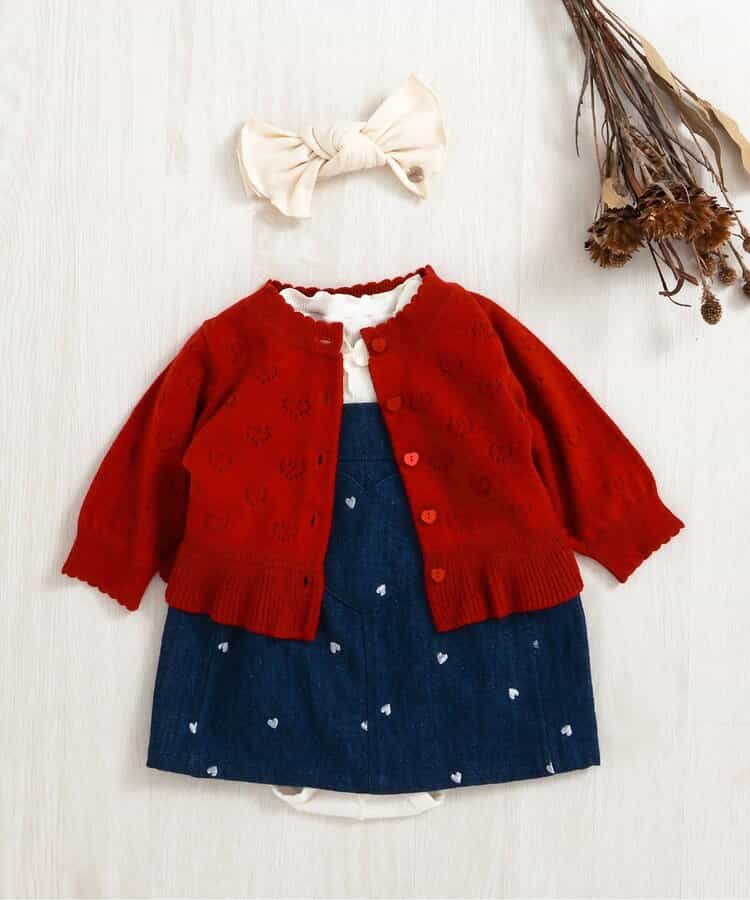 日本童裝 apres les cours 刺繡圖案吊帶裙 70-80cm 女童款 初生嬰兒 秋季 DRESSES