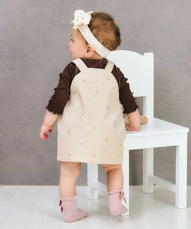 日本童裝 apres les cours 刺繡圖案吊帶裙 70-80cm 女童款 初生嬰兒 秋季 DRESSES