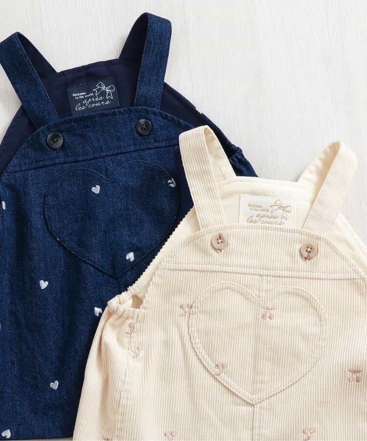 日本童裝 apres les cours 刺繡圖案吊帶裙 70-80cm 女童款 初生嬰兒 秋季 DRESSES