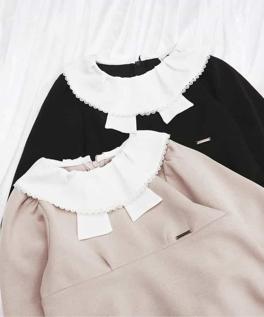 日本童裝 apres les cours 絲帶領連身裙 80-140cm 女童款 秋季 DRESSES 面試/宴會/表演