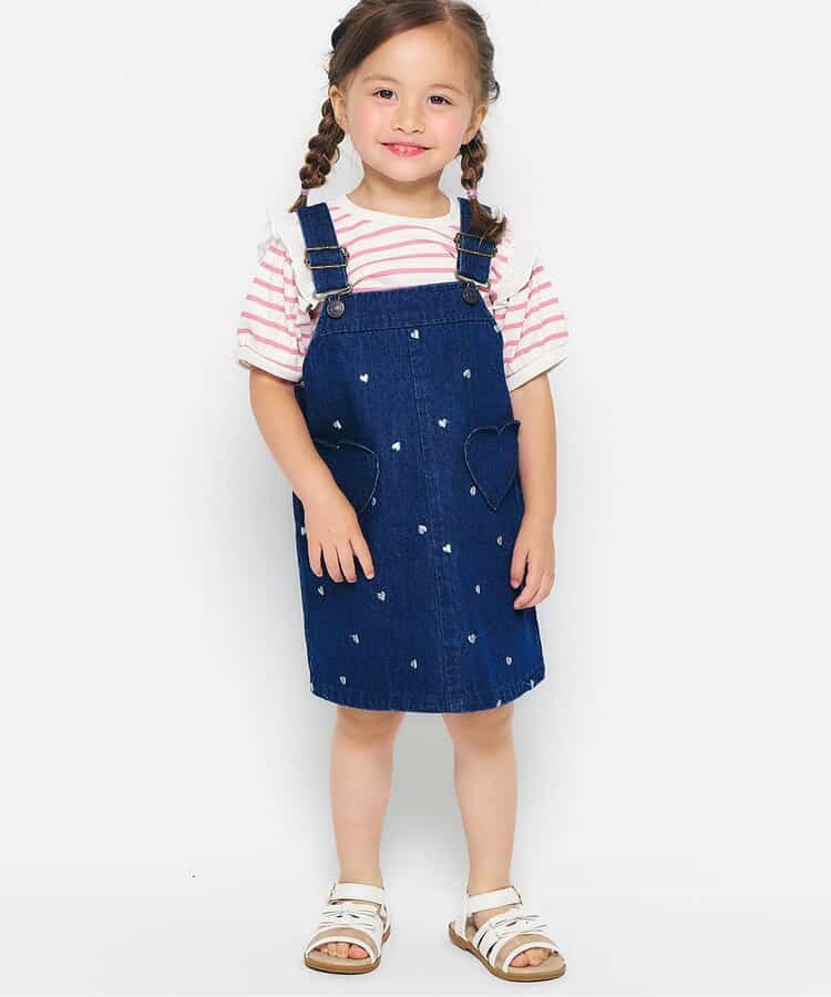 日本童裝 apres les cours 刺繡圖案吊帶裙 80-140cm 女童款 秋季 DRESSES