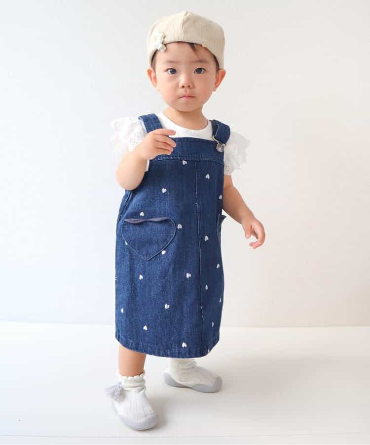 日本童裝 apres les cours 刺繡圖案吊帶裙 80-140cm 女童款 秋季 DRESSES