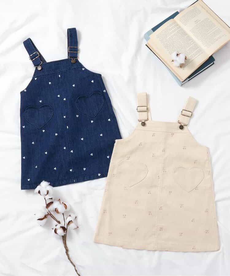 日本童裝 apres les cours 刺繡圖案吊帶裙 80-140cm 女童款 秋季 DRESSES