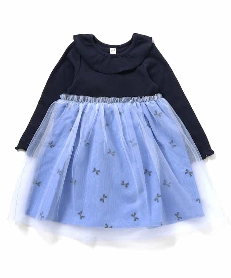 日本童裝 apres les cours 拼接網紗連身裙 80-140cm 女童款 秋季 DRESSES