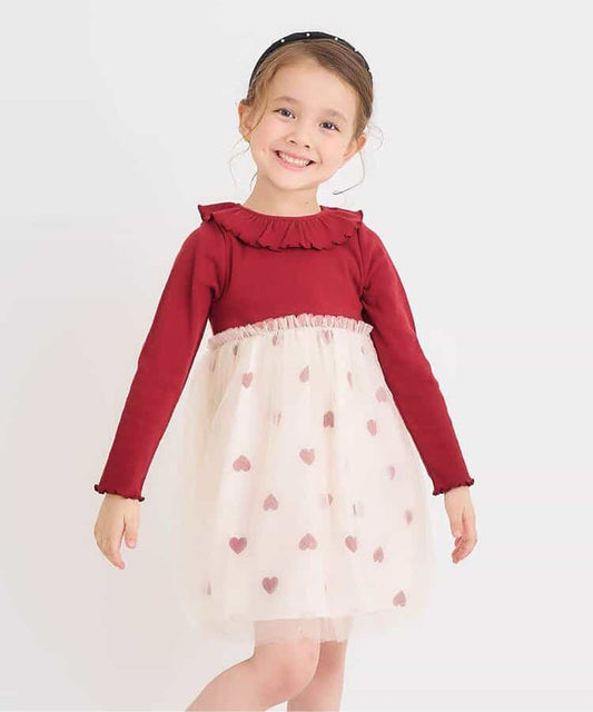 日本童裝 apres les cours 拼接網紗連身裙 80-140cm 女童款 秋季 DRESSES