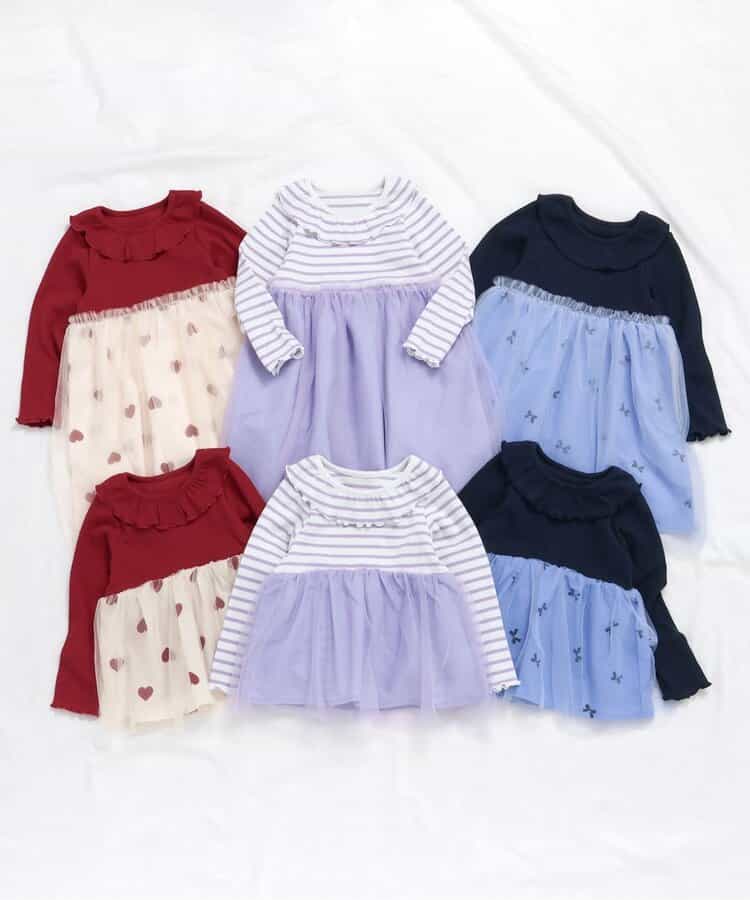 日本童裝 apres les cours 拼接網紗連身裙 80-140cm 女童款 秋季 DRESSES