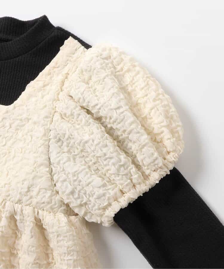 日本童裝 apres les cours 假兩件背面絲帶上衣及短褲兩件套裝 80-140cm 女童款 秋季 TOPS PANTS 聖誕紅/新年紅