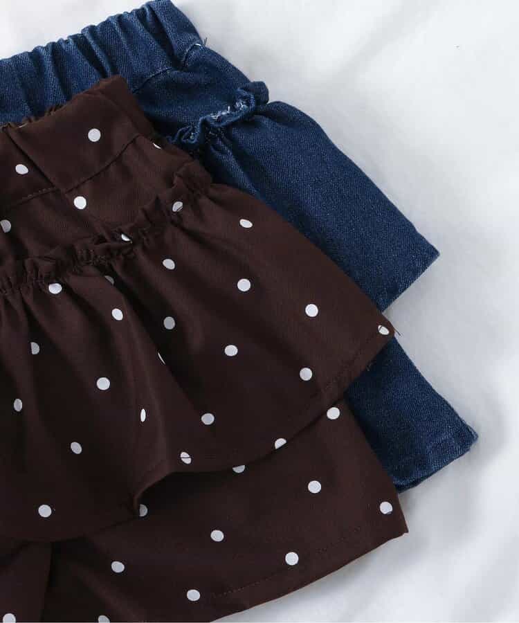 日本童裝 apres les cours 荷葉邊上衣及裙邊短褲兩件套裝 90-140cm 女童款 秋季 TOPS PANTS